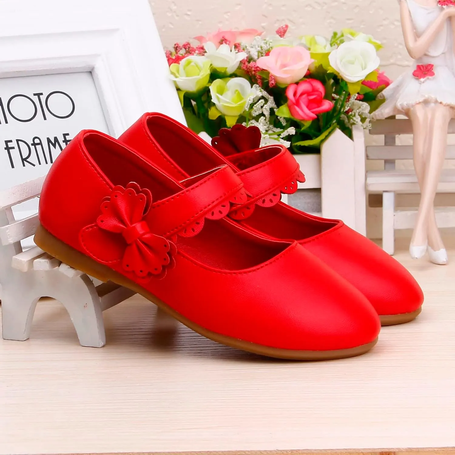 Kids Mary Jane Shoes Toddler Girls Anti-Slip Rubber Soft Sole Closed Toe Flat𝘀 Princess Wedding Dress Shoes
