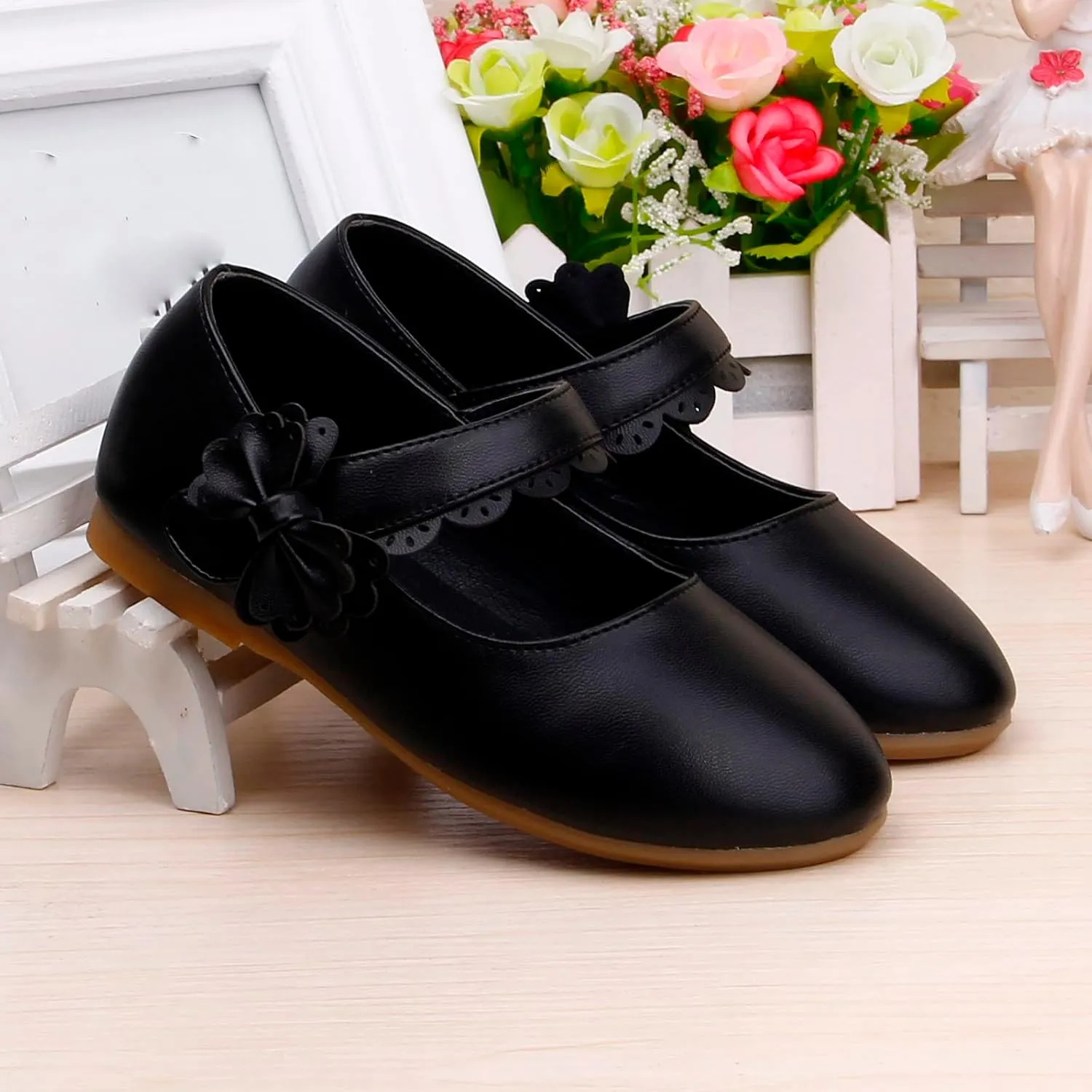 Kids Mary Jane Shoes Toddler Girls Anti-Slip Rubber Soft Sole Closed Toe Flat𝘀 Princess Wedding Dress Shoes
