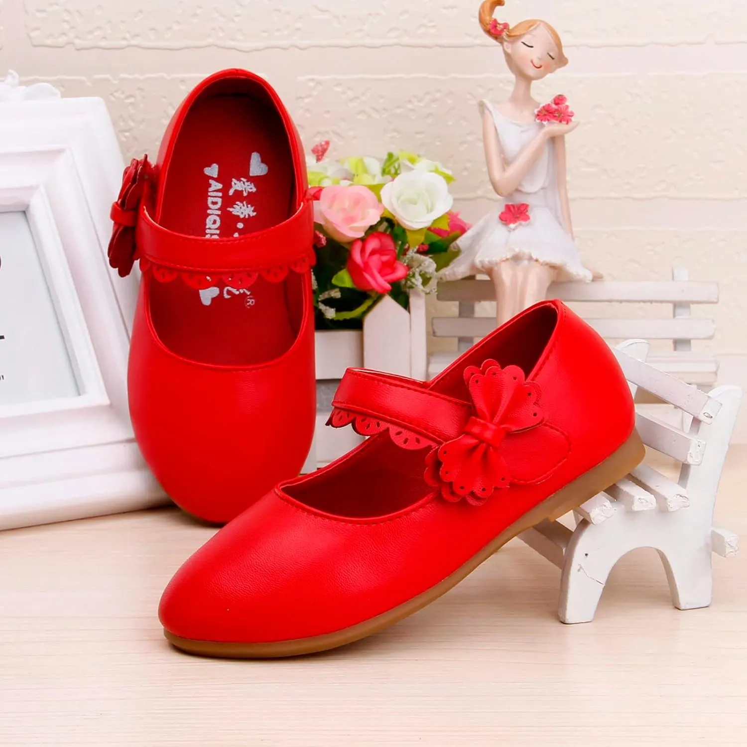 Kids Mary Jane Shoes Toddler Girls Anti-Slip Rubber Soft Sole Closed Toe Flat𝘀 Princess Wedding Dress Shoes
