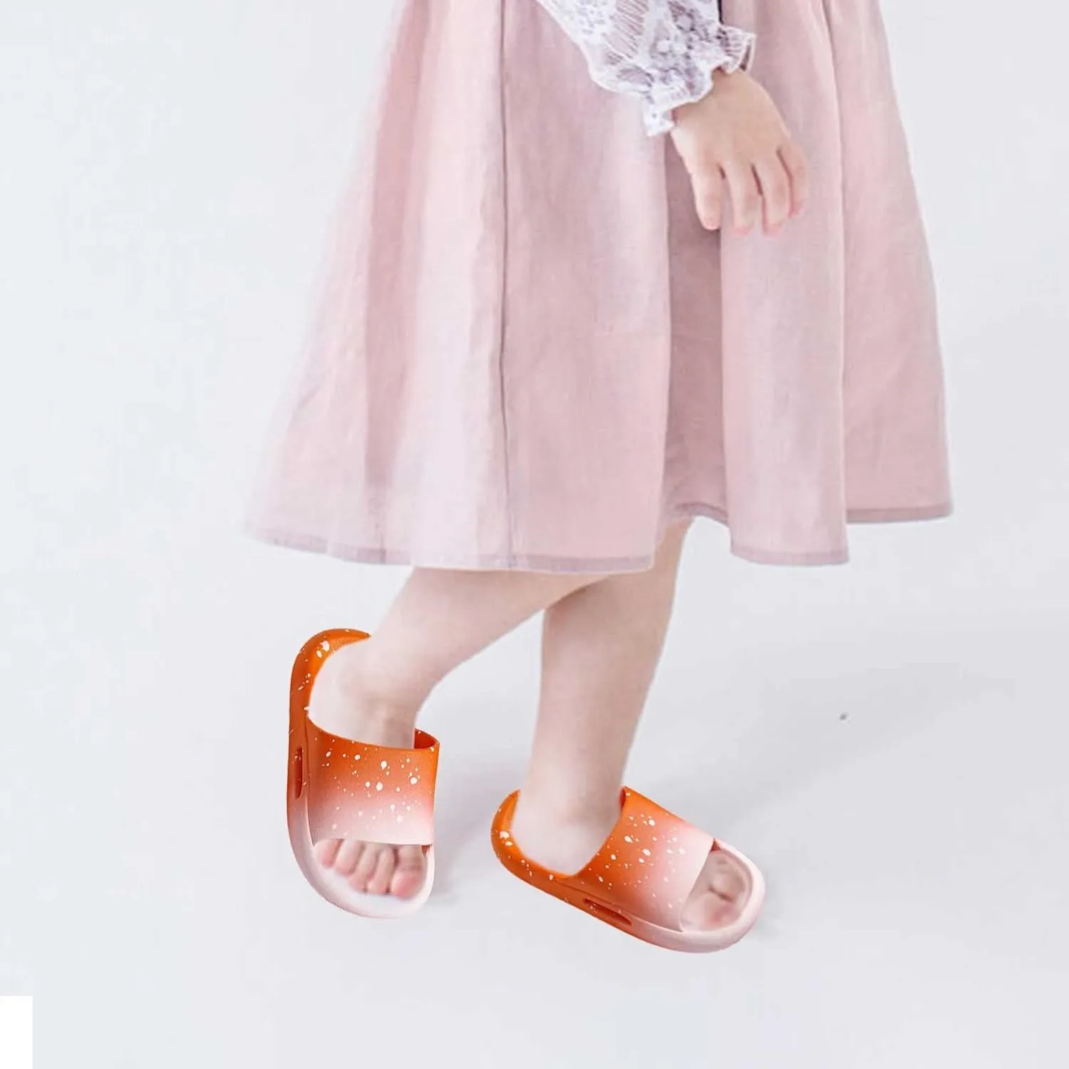 Kids Slides Boys Girls Toddlers Open Toe Slippers Cute Cartoon Sandals Cushioned Thick Sole Beach Pool Shoes