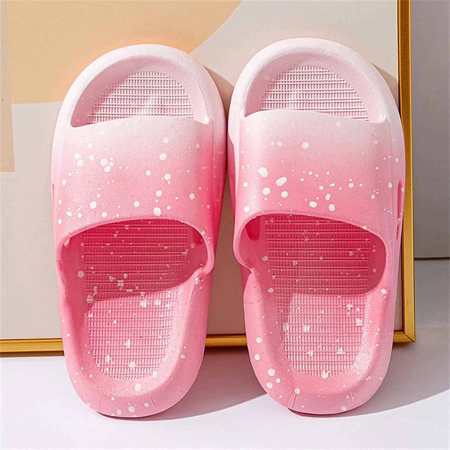 Kids Slides Boys Girls Toddlers Open Toe Slippers Cute Cartoon Sandals Cushioned Thick Sole Beach Pool Shoes
