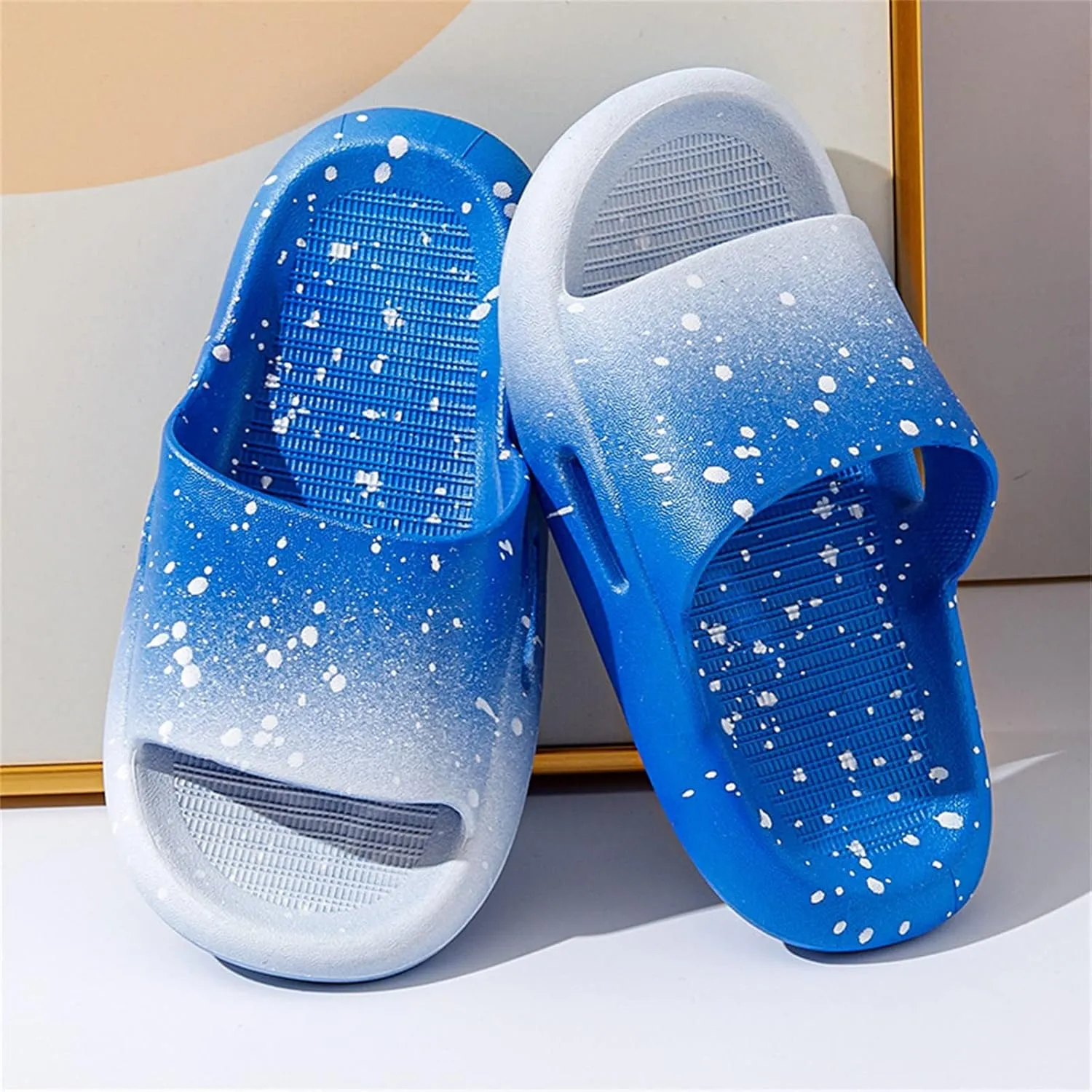 Kids Slides Boys Girls Toddlers Open Toe Slippers Cute Cartoon Sandals Cushioned Thick Sole Beach Pool Shoes