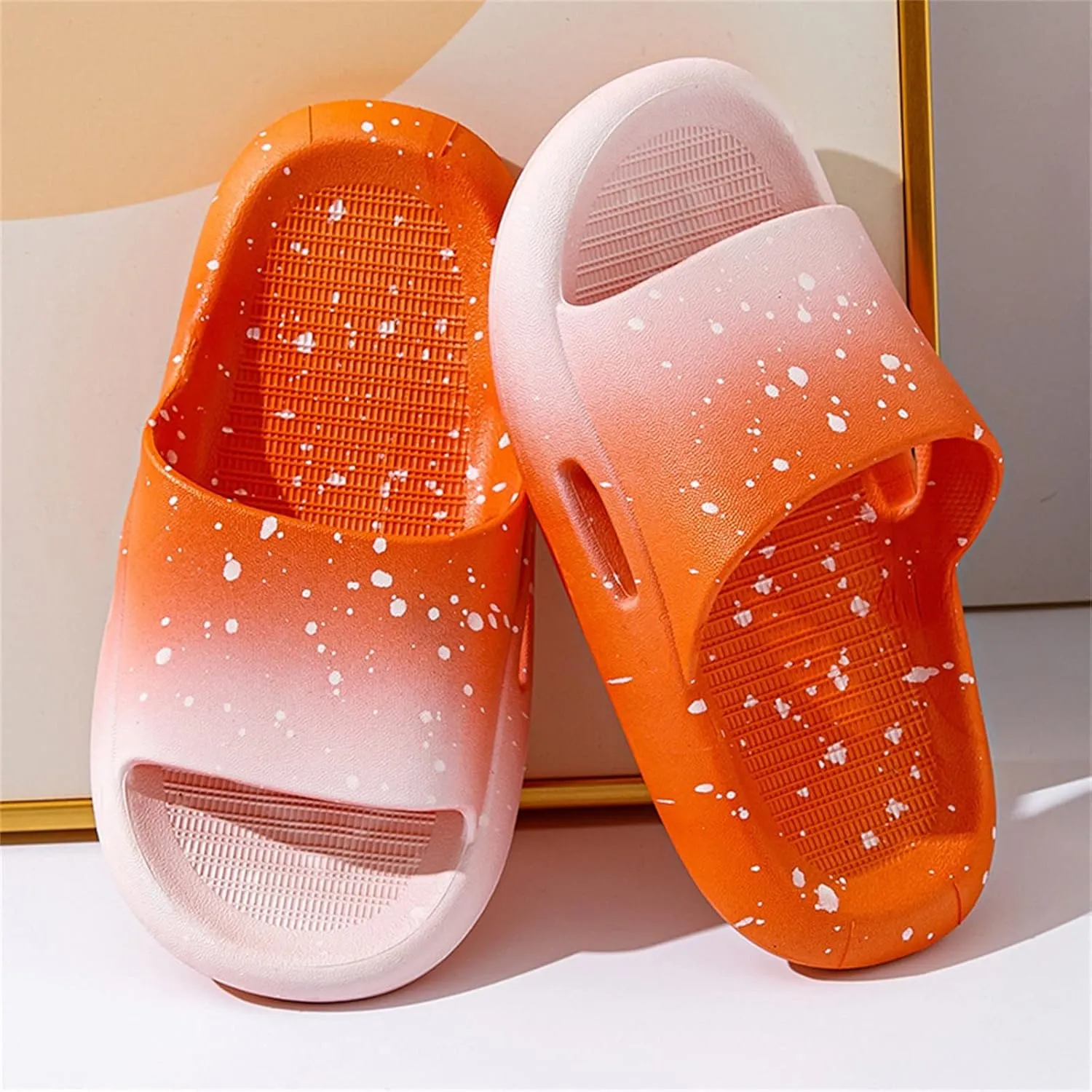 Kids Slides Boys Girls Toddlers Open Toe Slippers Cute Cartoon Sandals Cushioned Thick Sole Beach Pool Shoes
