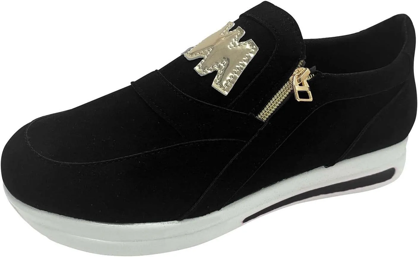 Ladies Fashion Solid Color Flock Side Zipper Platform Comfortable Casual Sports Shoes Womens Club C Sneaker