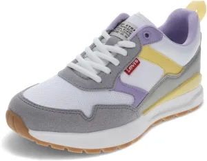 Levi's Womens Oats 2 Synthetic Leather Casual Trainer Sneaker Shoe, White/Lilac/Sunlight, 10 M