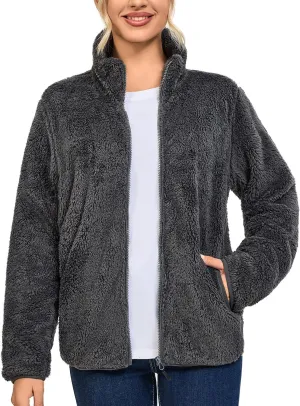 Little Donkey Andy Women's Winter Hoodies Sherpa Fleece Jacket Warm Lightweight Sweatshirt Zip Up Outerwear Fuzzy Coat