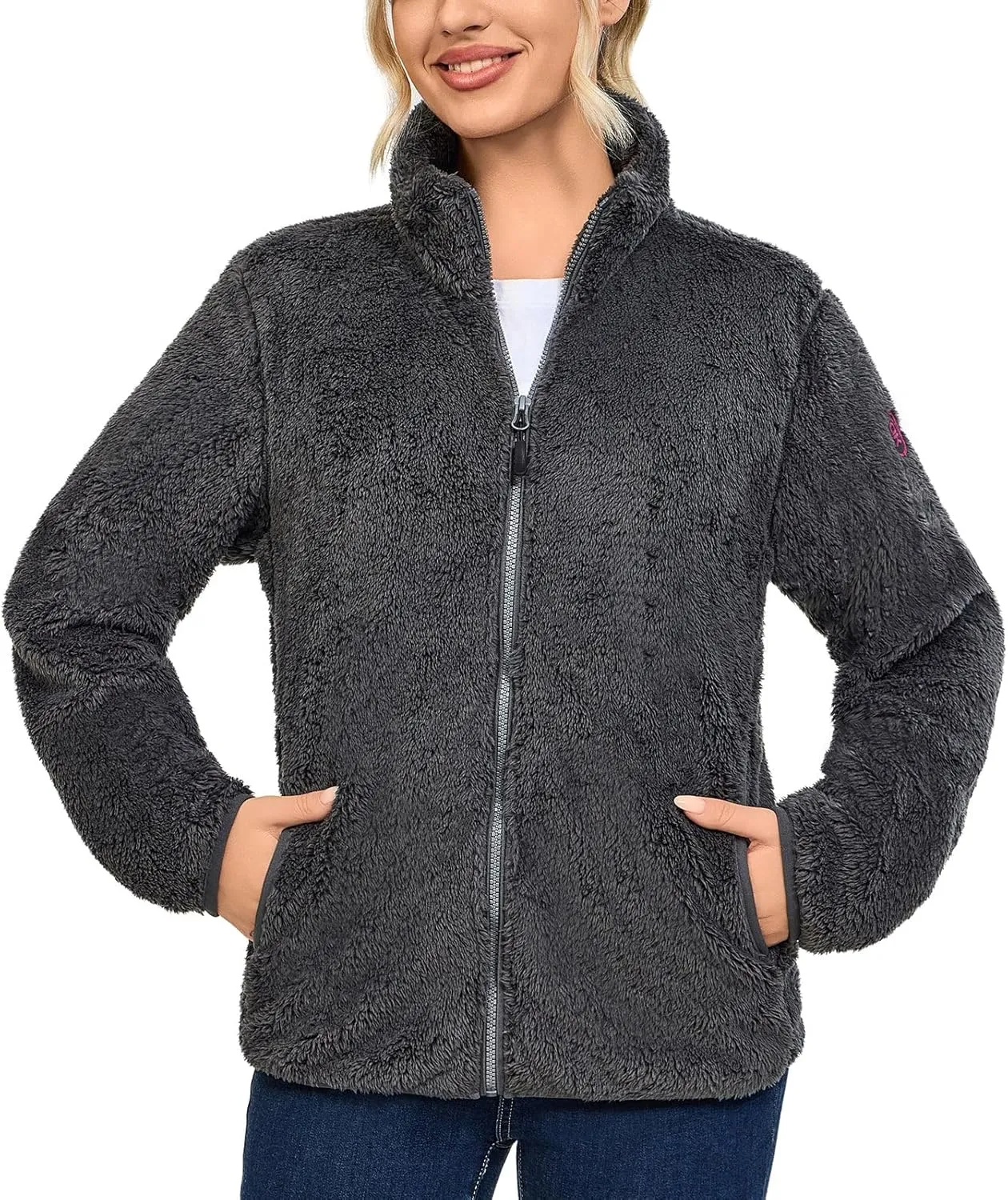 Little Donkey Andy Women's Winter Hoodies Sherpa Fleece Jacket Warm Lightweight Sweatshirt Zip Up Outerwear Fuzzy Coat