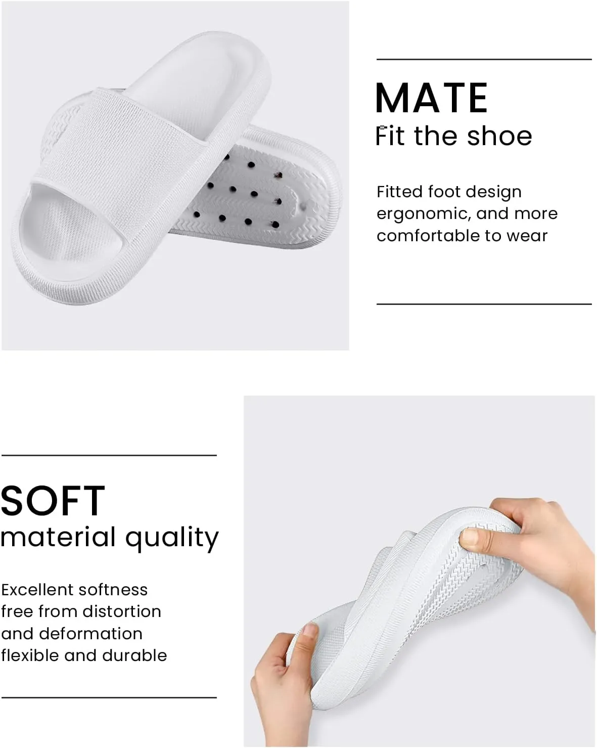 Menore Slippers for Women and Men Quick Drying, Parent-Child EVA Open Toe Soft Slippers, Non-Slip Soft Shower Spa Bath Pool Gym Beach House Sandals for Indoor & Outdoor