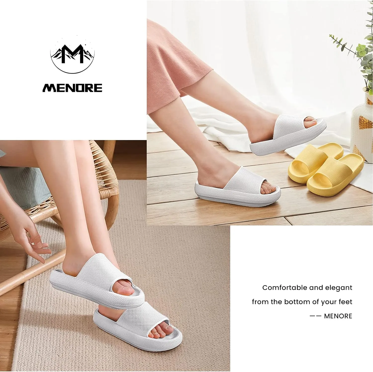 Menore Slippers for Women and Men Quick Drying, Parent-Child EVA Open Toe Soft Slippers, Non-Slip Soft Shower Spa Bath Pool Gym Beach House Sandals for Indoor & Outdoor