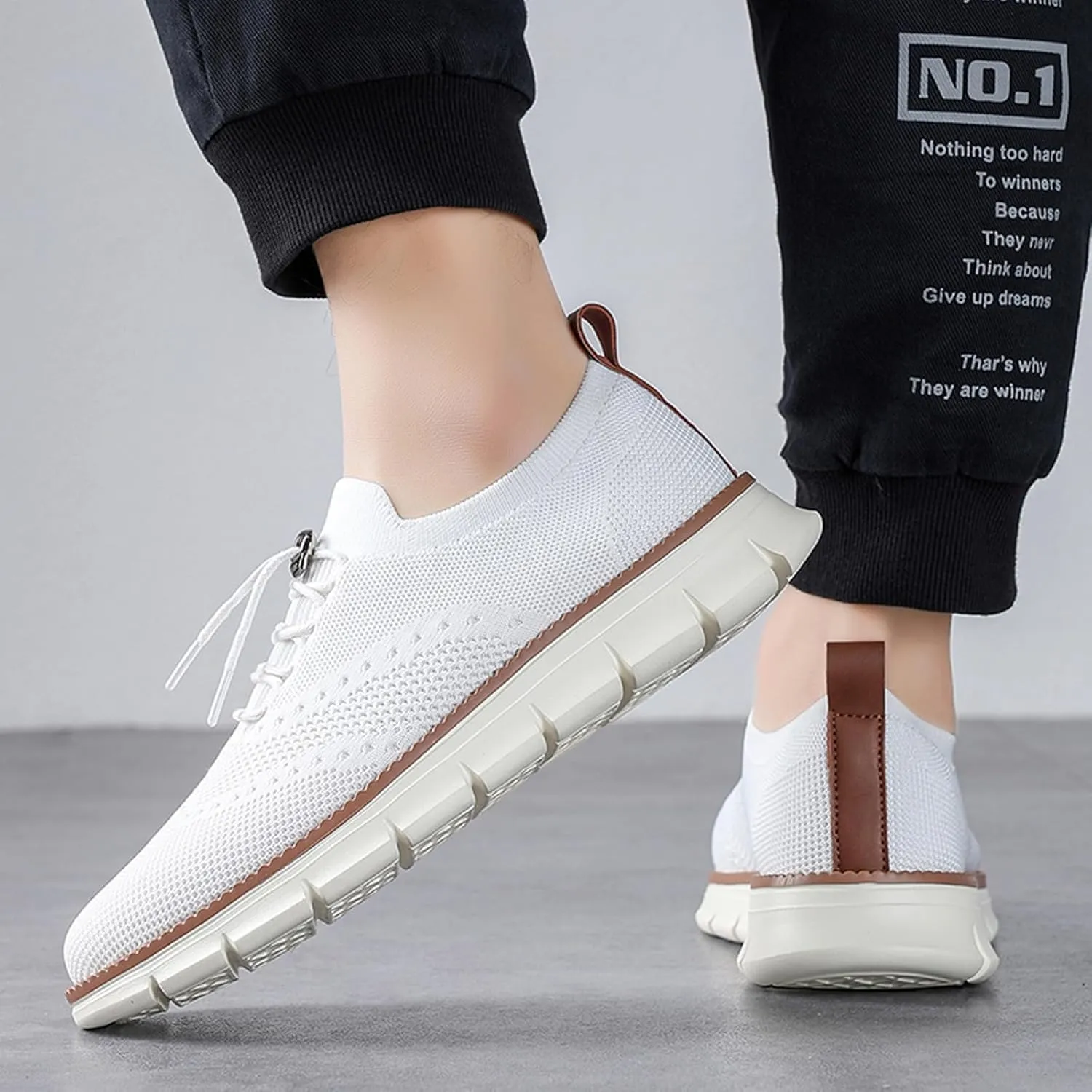 Mens Casual Dress Oxfords Breathable Knit Mesh Lace Up Lightweight Comfortable Walking Fashion Sneakers