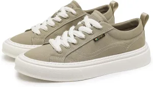 Men's Fashion Breathable Canvas Platform Lace Up Sneakers Casual Retro Lightweight Round Toe Non Slip Walking Daily Shoes