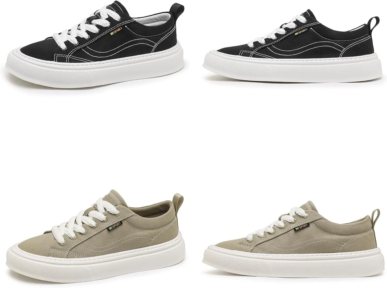 Men's Fashion Breathable Canvas Platform Lace Up Sneakers Casual Retro Lightweight Round Toe Non Slip Walking Daily Shoes