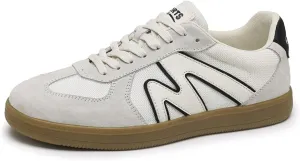 Men's Fashion Breathable Leather Lace Up Sneakers Casual Flats Retro Non Slip Round Toe Walking Driving Daily Shoes