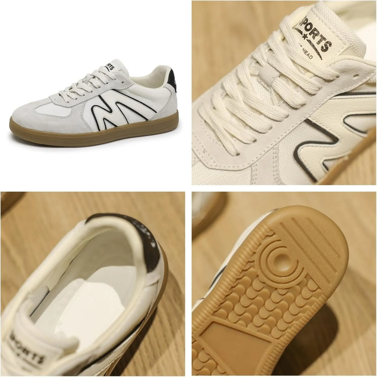Men's Fashion Breathable Leather Lace Up Sneakers Casual Flats Retro Non Slip Round Toe Walking Driving Daily Shoes
