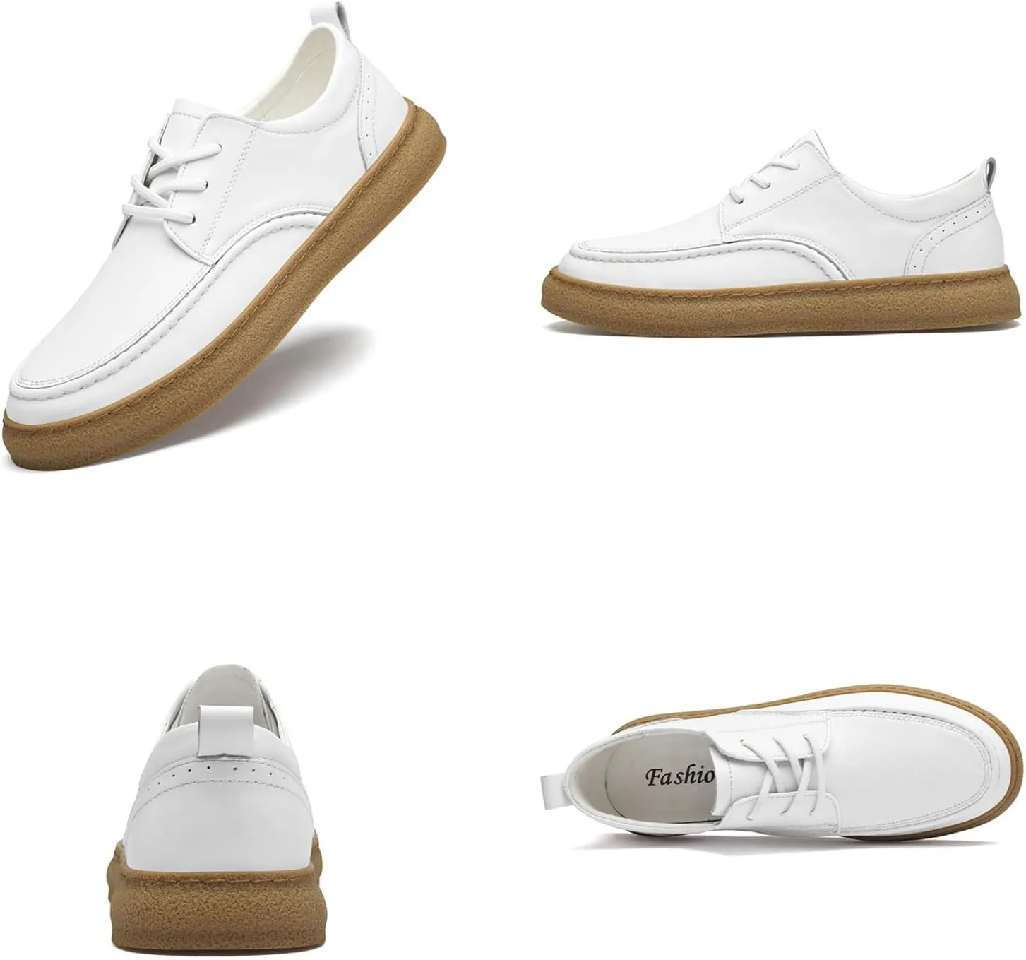 Men's Fashion Genuine Leather Lace Up Sneakers Classic Casual Low Top Comfortable Round Toe Flats Tennis Walking Driving Daily Shoes