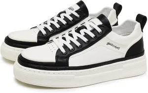Men's Fashion Leather Lace up Platform Sneakers Lightweight Comfortable Non Slip Dress Casual Walking Tennis Driving Daily Shoes