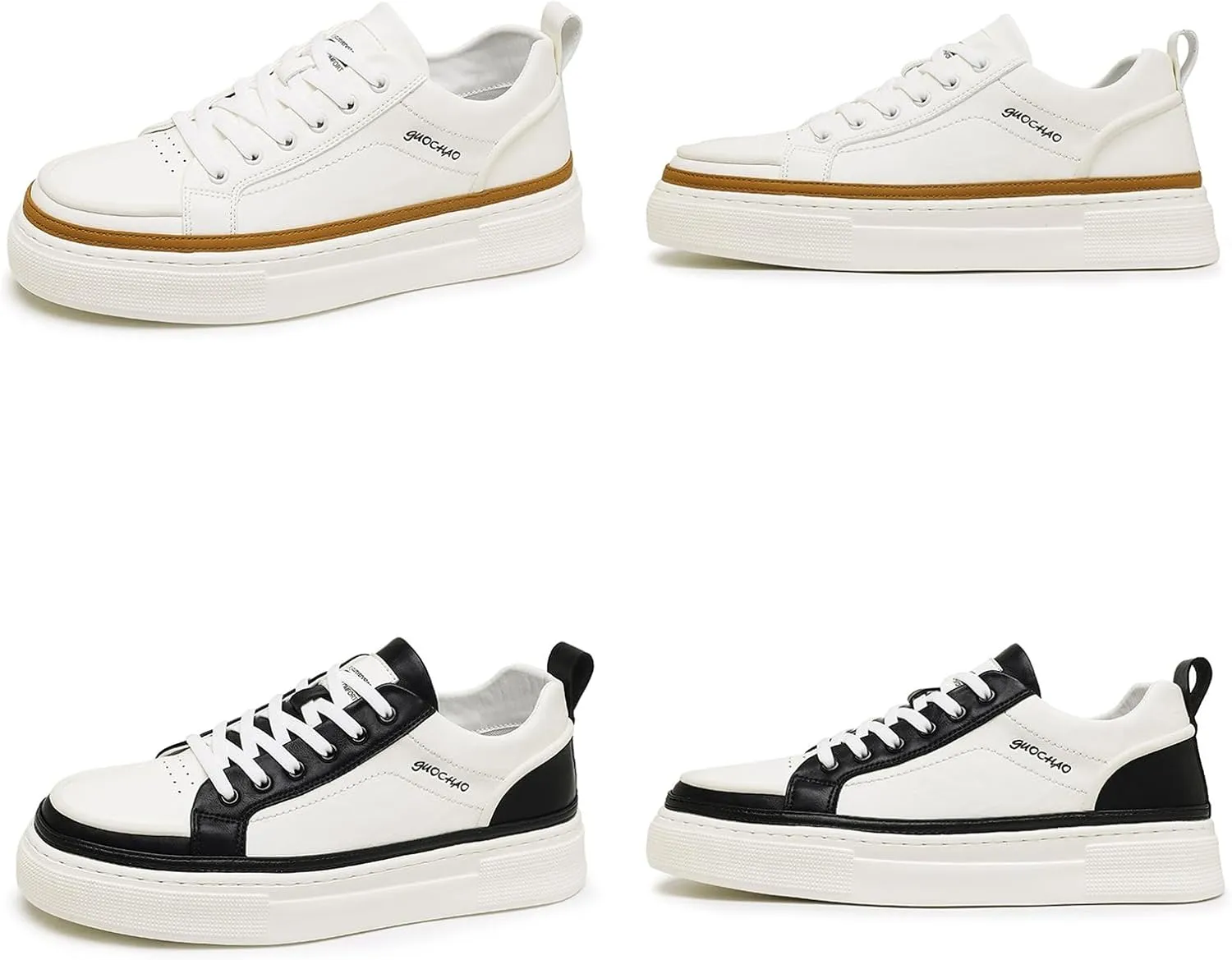Men's Fashion Leather Lace up Platform Sneakers Lightweight Comfortable Non Slip Dress Casual Walking Tennis Driving Daily Shoes