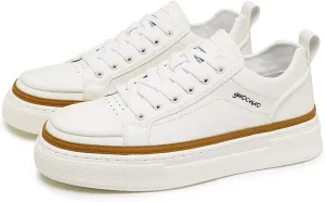 Men's Fashion Leather Lace up Platform Sneakers Lightweight Comfortable Non Slip Dress Casual Walking Tennis Driving Daily Shoes