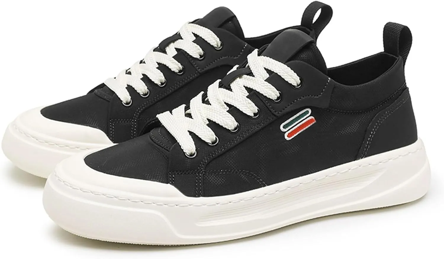 Men's Fashionable Breathable Canvas Lace Up Platform Sneakers Casual Lightweight Comfortable Round Toe Non Slip Walking Daily Shoes
