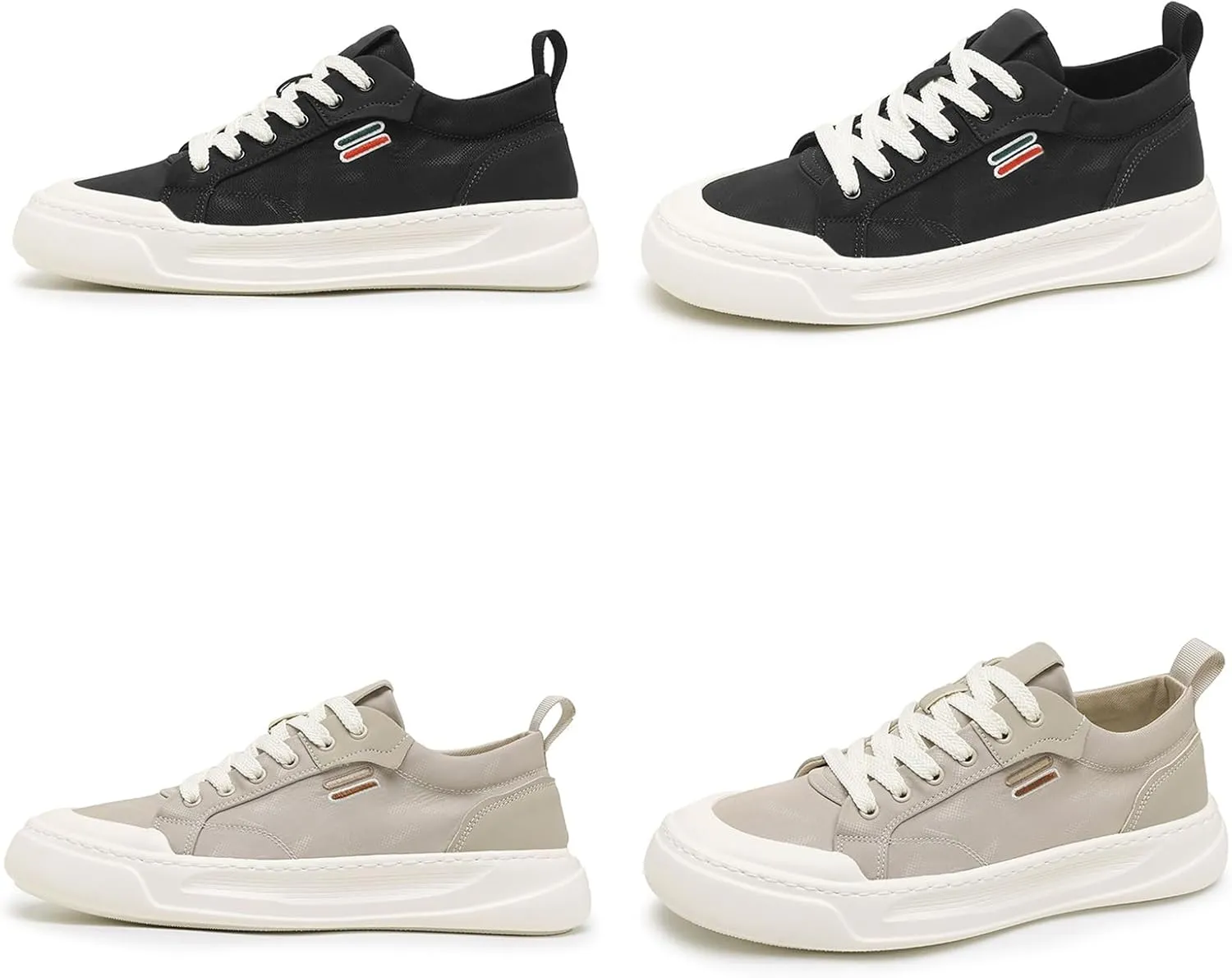 Men's Fashionable Breathable Canvas Lace Up Platform Sneakers Casual Lightweight Comfortable Round Toe Non Slip Walking Daily Shoes