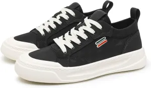 Men's Fashionable Breathable Canvas Lace Up Platform Sneakers Casual Lightweight Comfortable Round Toe Non Slip Walking Daily Shoes