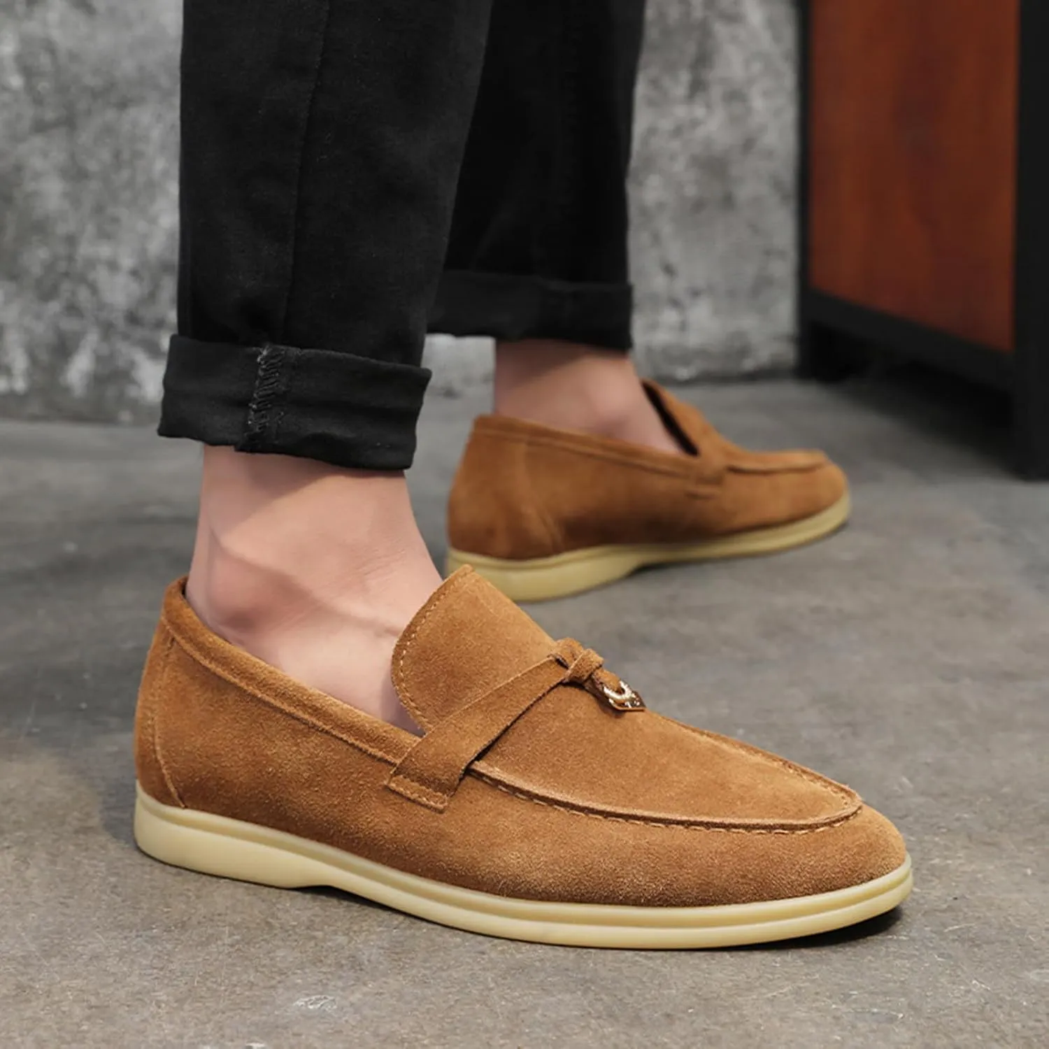 Men's Penny Suede Leather Loafers Shoes Fashion Dress Loafers Outdoor Walking Daily Shoes for Party Wedding Prom
