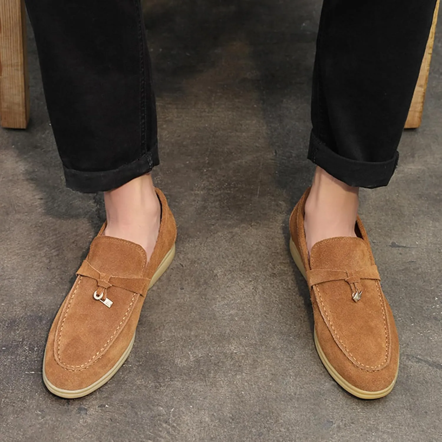 Men's Penny Suede Leather Loafers Shoes Fashion Dress Loafers Outdoor Walking Daily Shoes for Party Wedding Prom