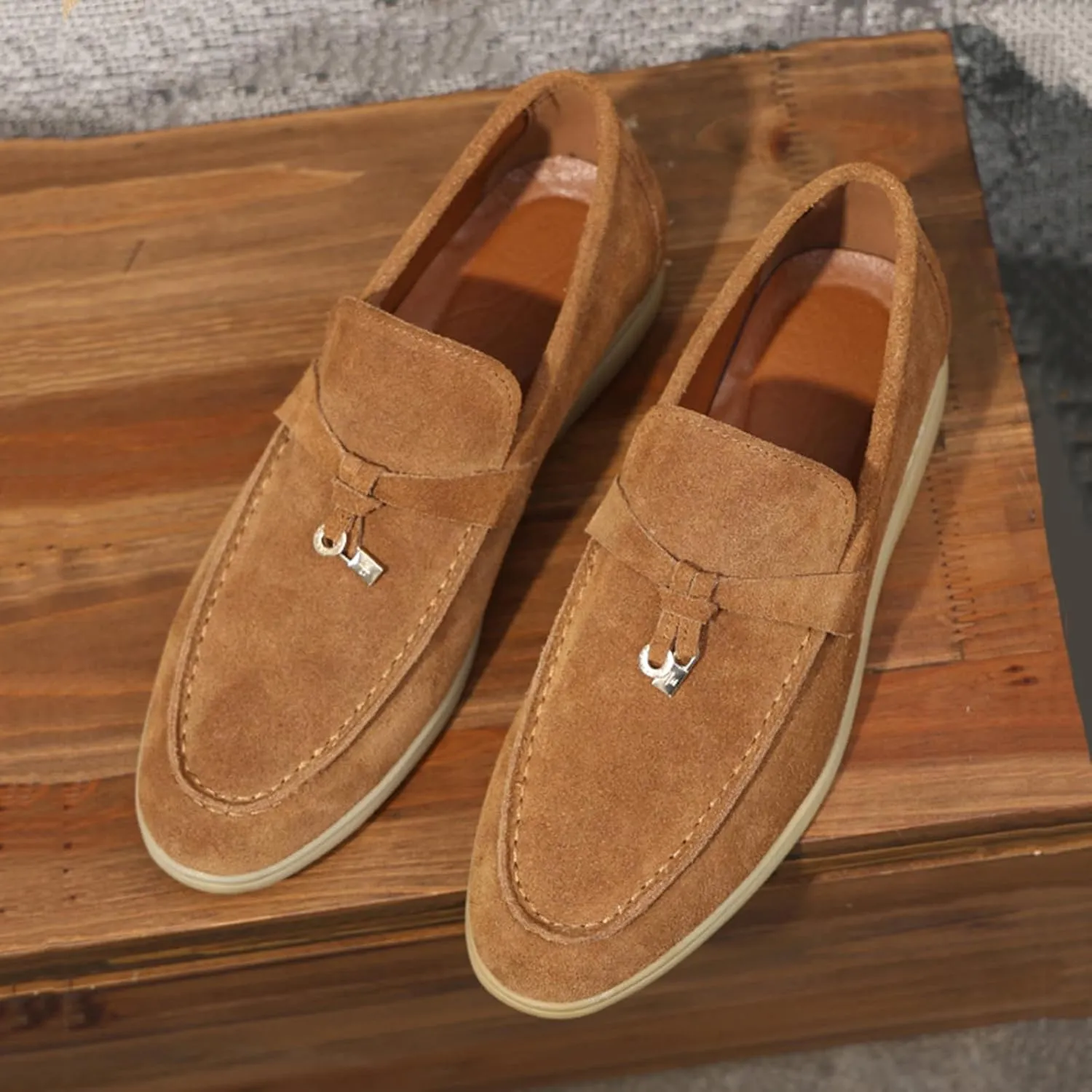 Men's Penny Suede Leather Loafers Shoes Fashion Dress Loafers Outdoor Walking Daily Shoes for Party Wedding Prom