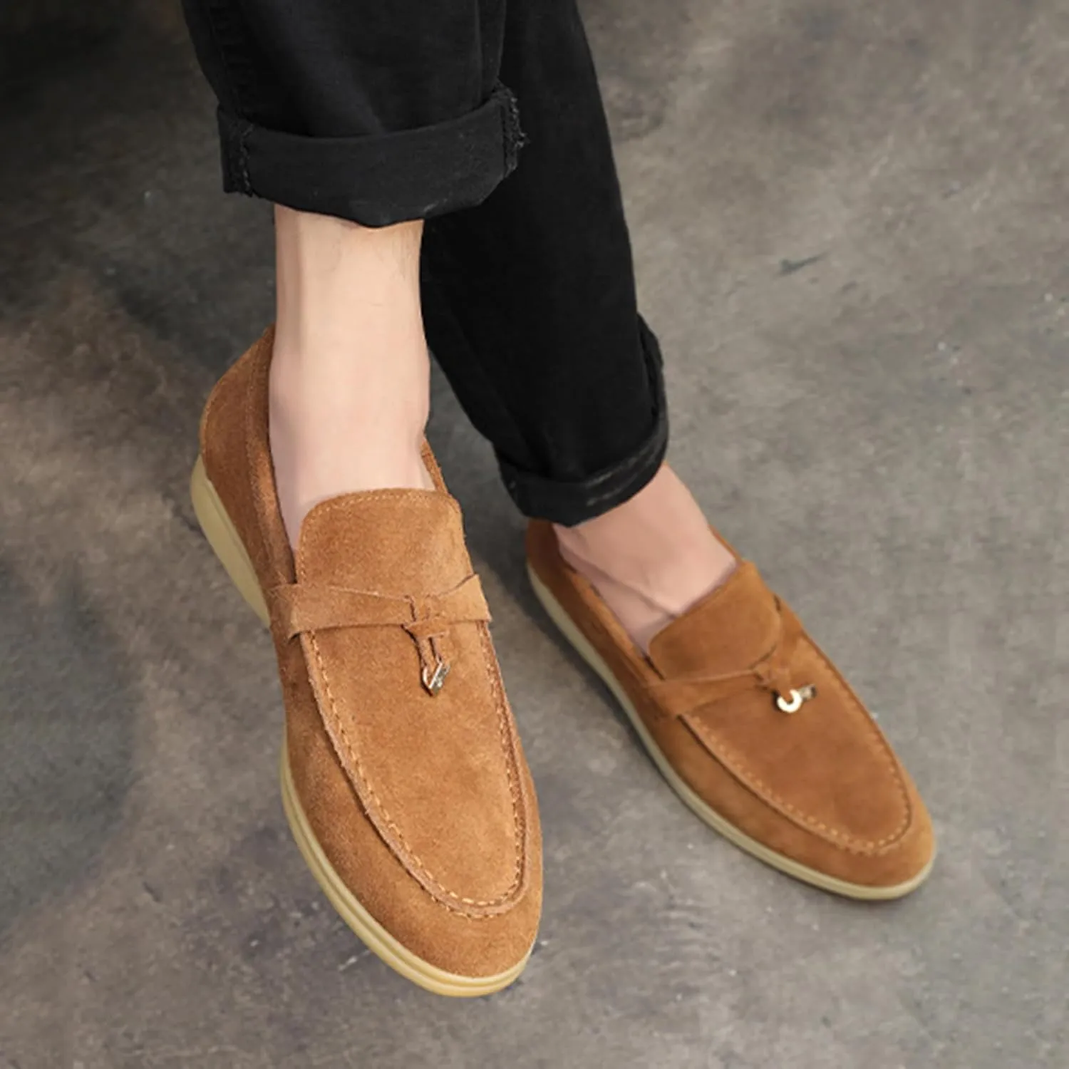 Men's Penny Suede Leather Loafers Shoes Fashion Dress Loafers Outdoor Walking Daily Shoes for Party Wedding Prom