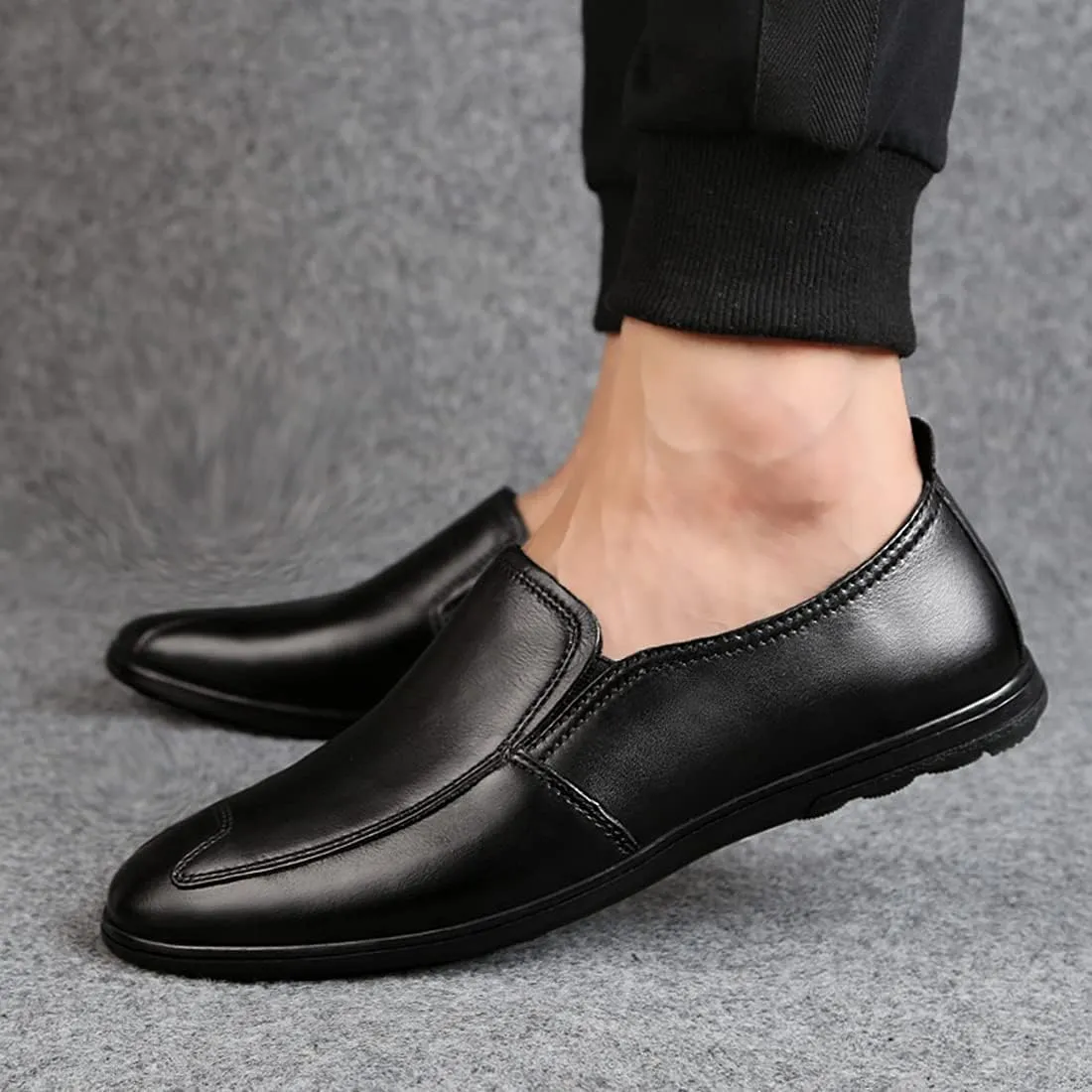 Minishion Casual Loafers Men Poited Slip on Office Shoes 2088#