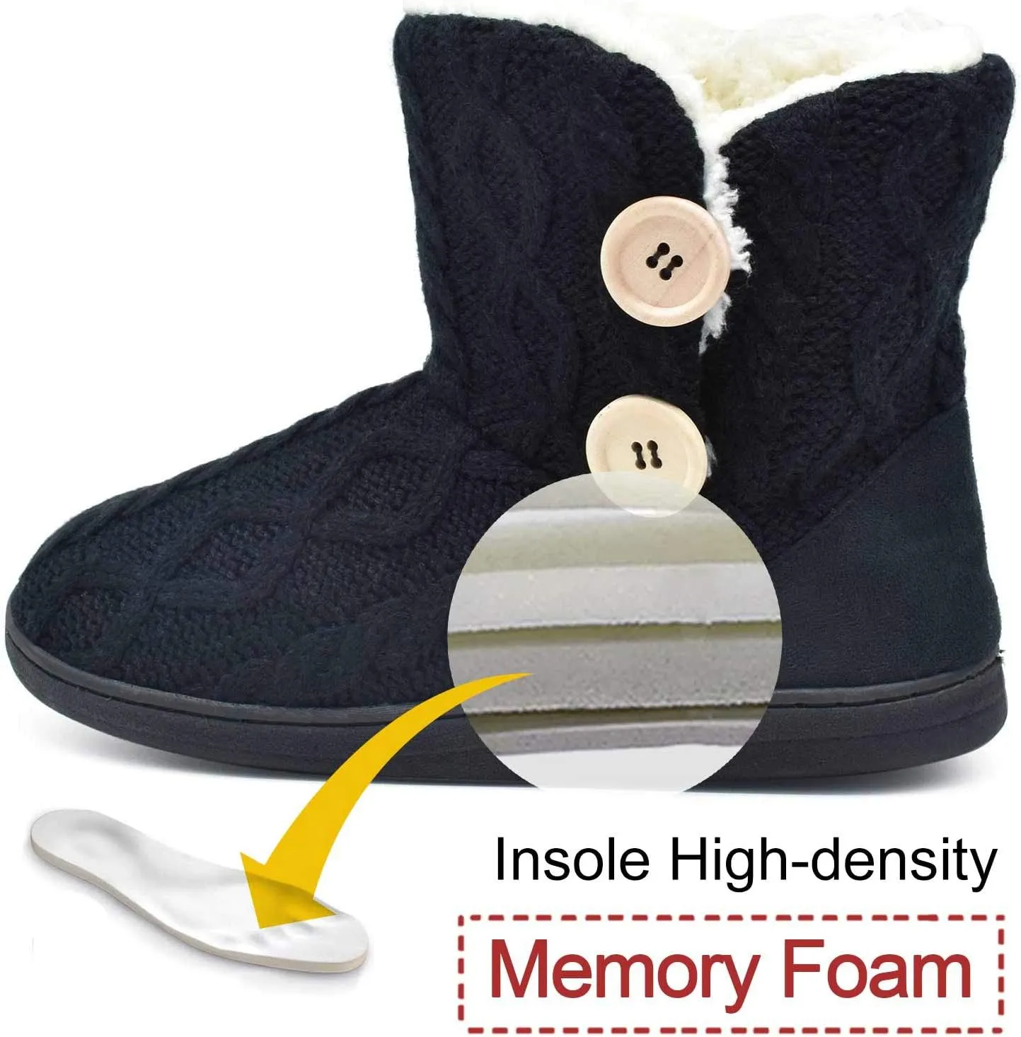 ONCAI Women's Slippers Comfort Knit Boots Winter Warm Outdoor Indoor Shoes