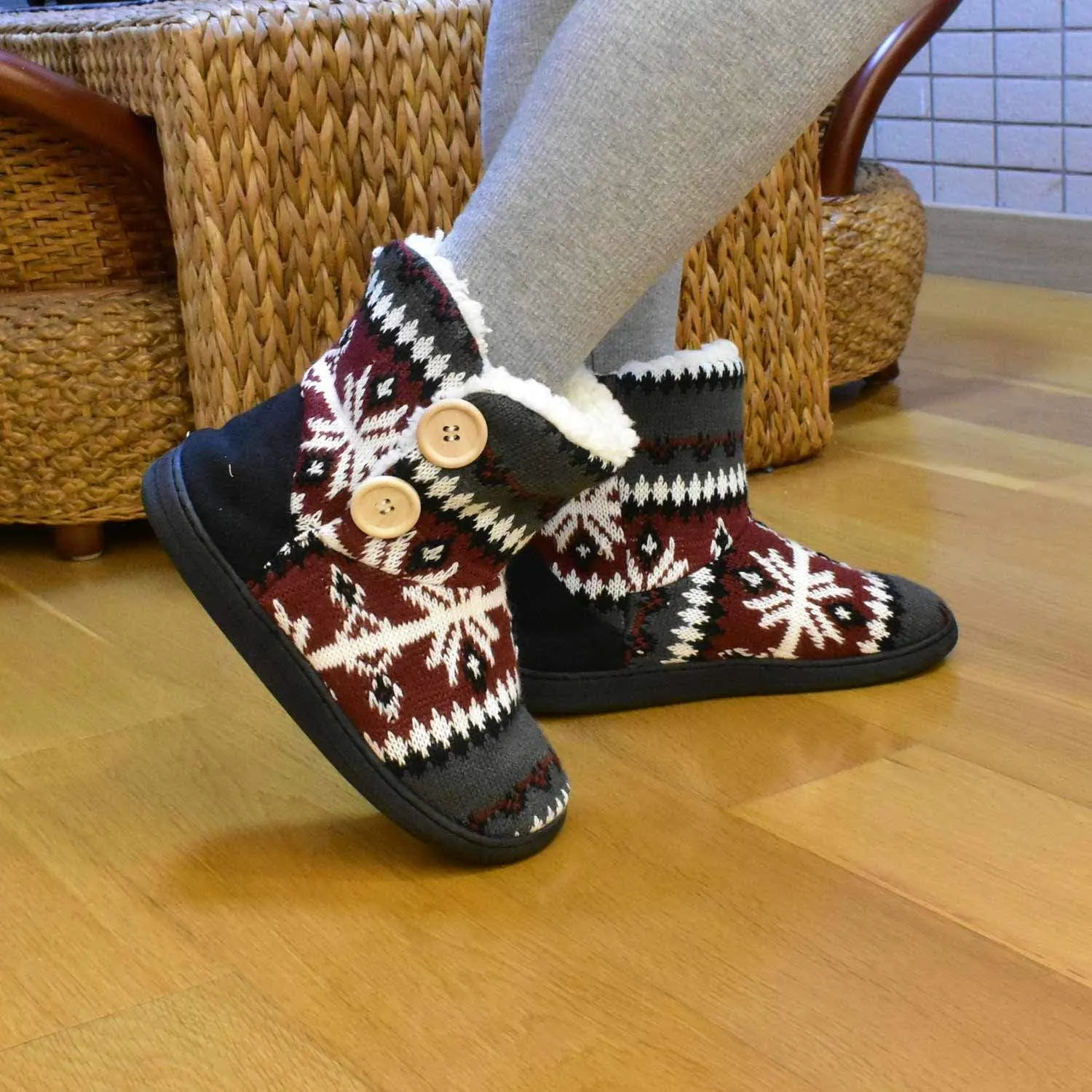 ONCAI Women's Slippers Comfort Knit Boots Winter Warm Outdoor Indoor Shoes
