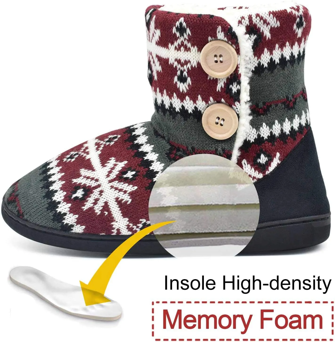 ONCAI Women's Slippers Comfort Knit Boots Winter Warm Outdoor Indoor Shoes