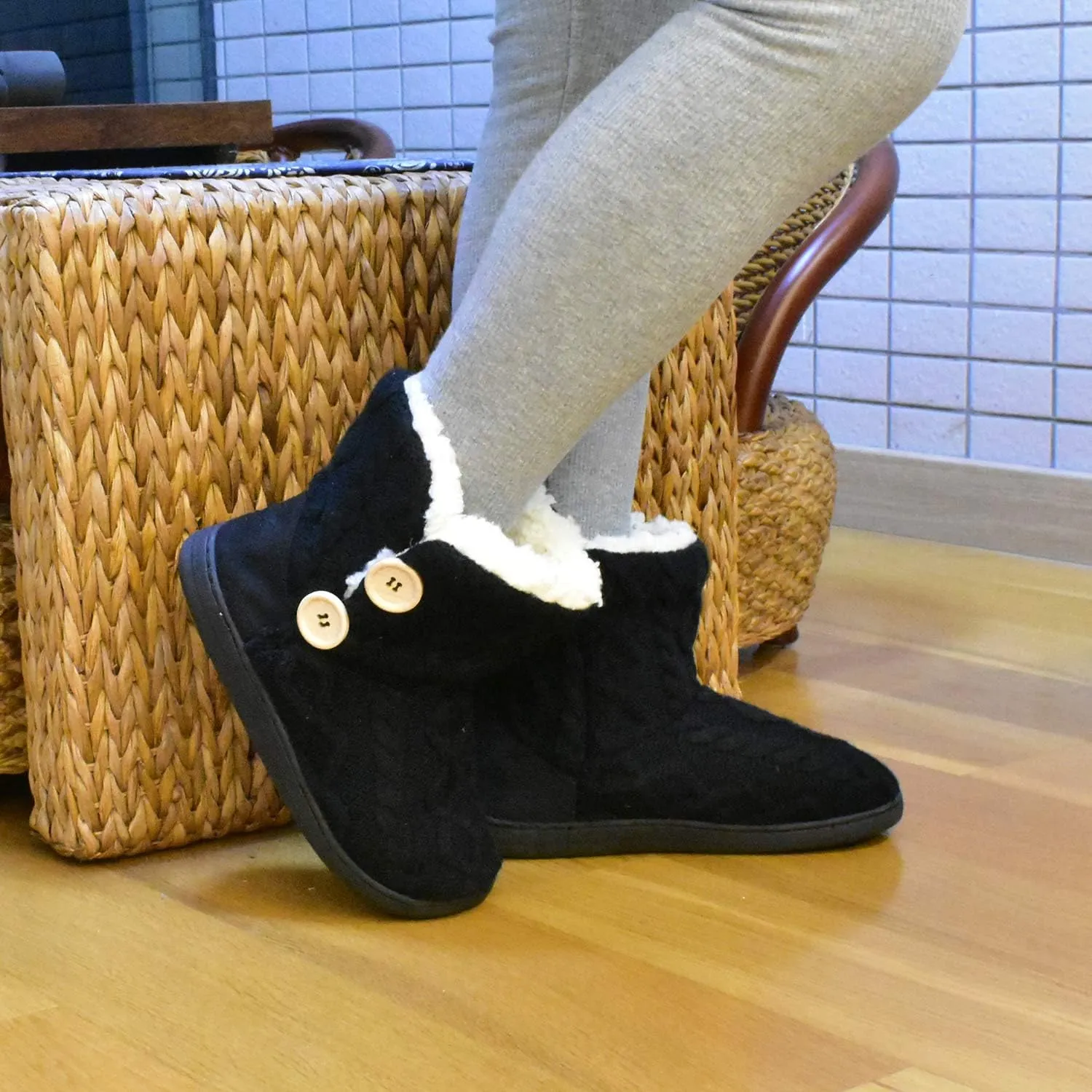 ONCAI Women's Slippers Comfort Knit Boots Winter Warm Outdoor Indoor Shoes