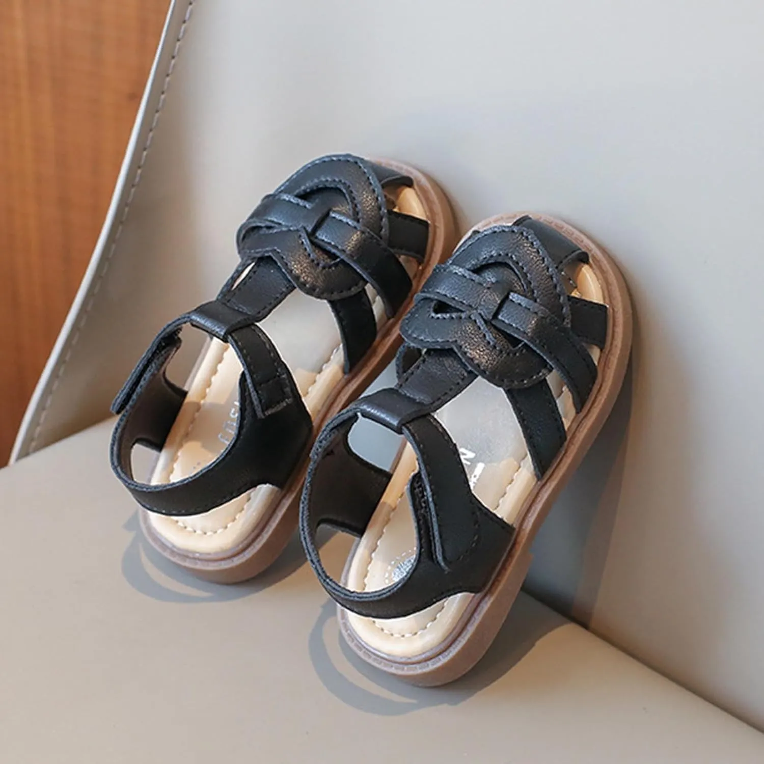 Sandals Toddler Girl Comfy Close Toe Slides Outdoor/Indoor Shoes for Little Kid Solid Color Footwear