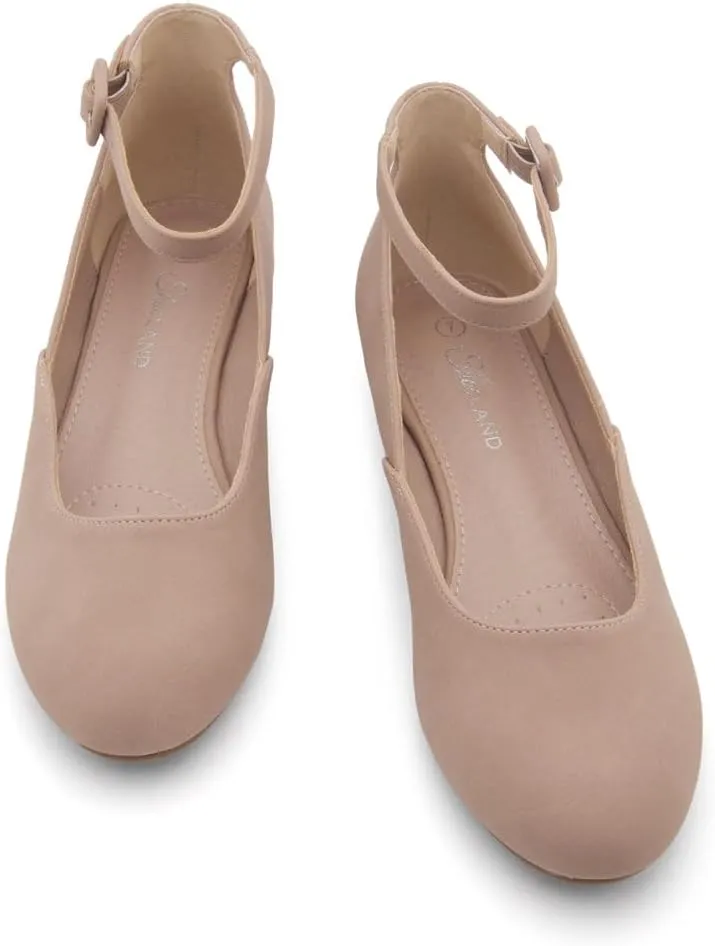 Shoe Land Womens Flats  Dressy & Comfortable Slip-On Shoes with Low Wedge & Ankle Strap | Round Toe Ballet Flats for Work, Office, Party & Business Casual