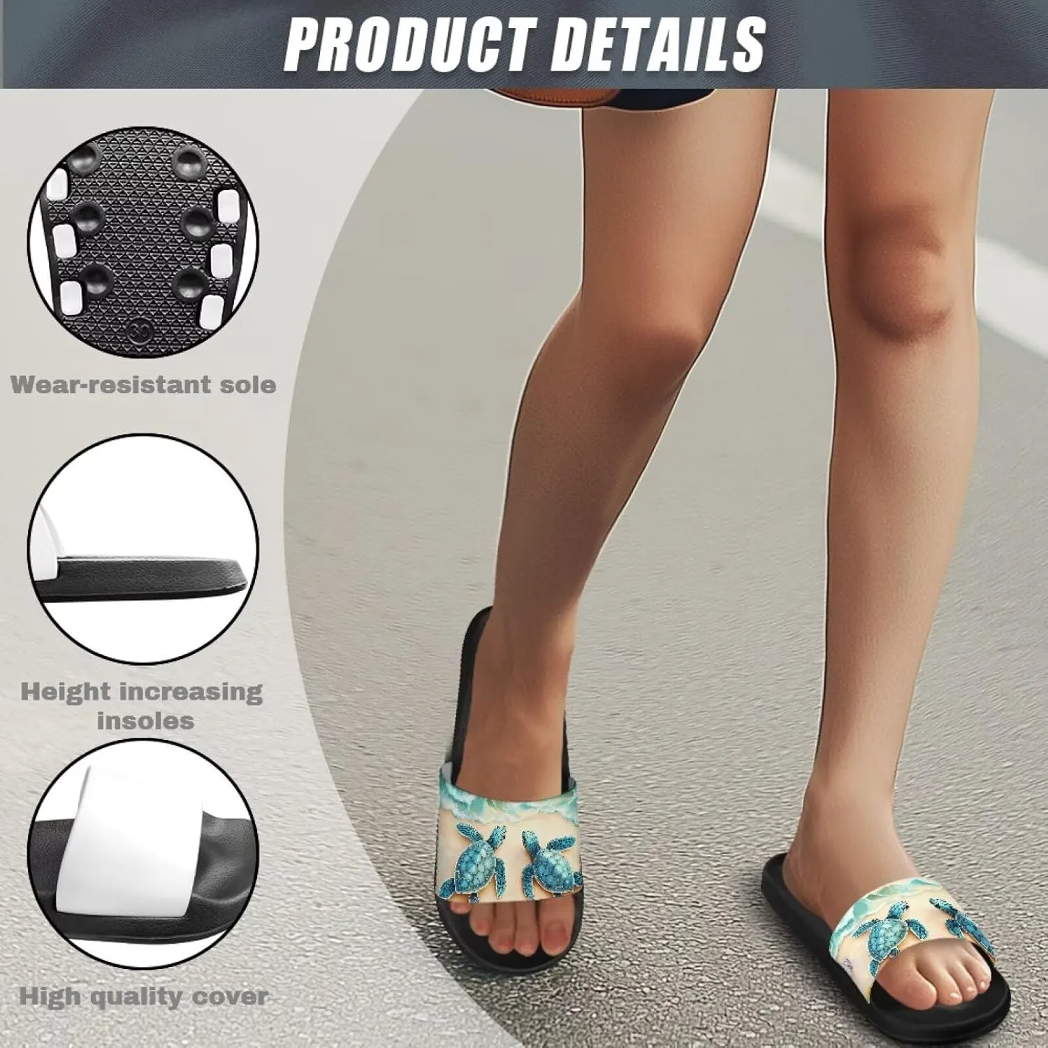 Summer Slide for Women Slip on Sandals Lightweight Cloud Soft Slippers Non-Slip Shower Slipper SizeUS 5-12.5