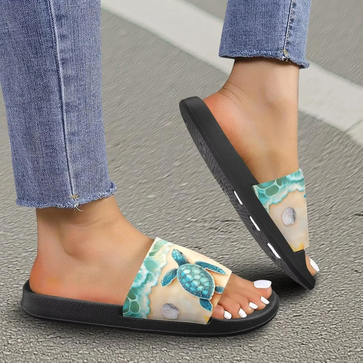 Summer Slide for Women Slip on Sandals Lightweight Cloud Soft Slippers Non-Slip Shower Slipper SizeUS 5-12.5