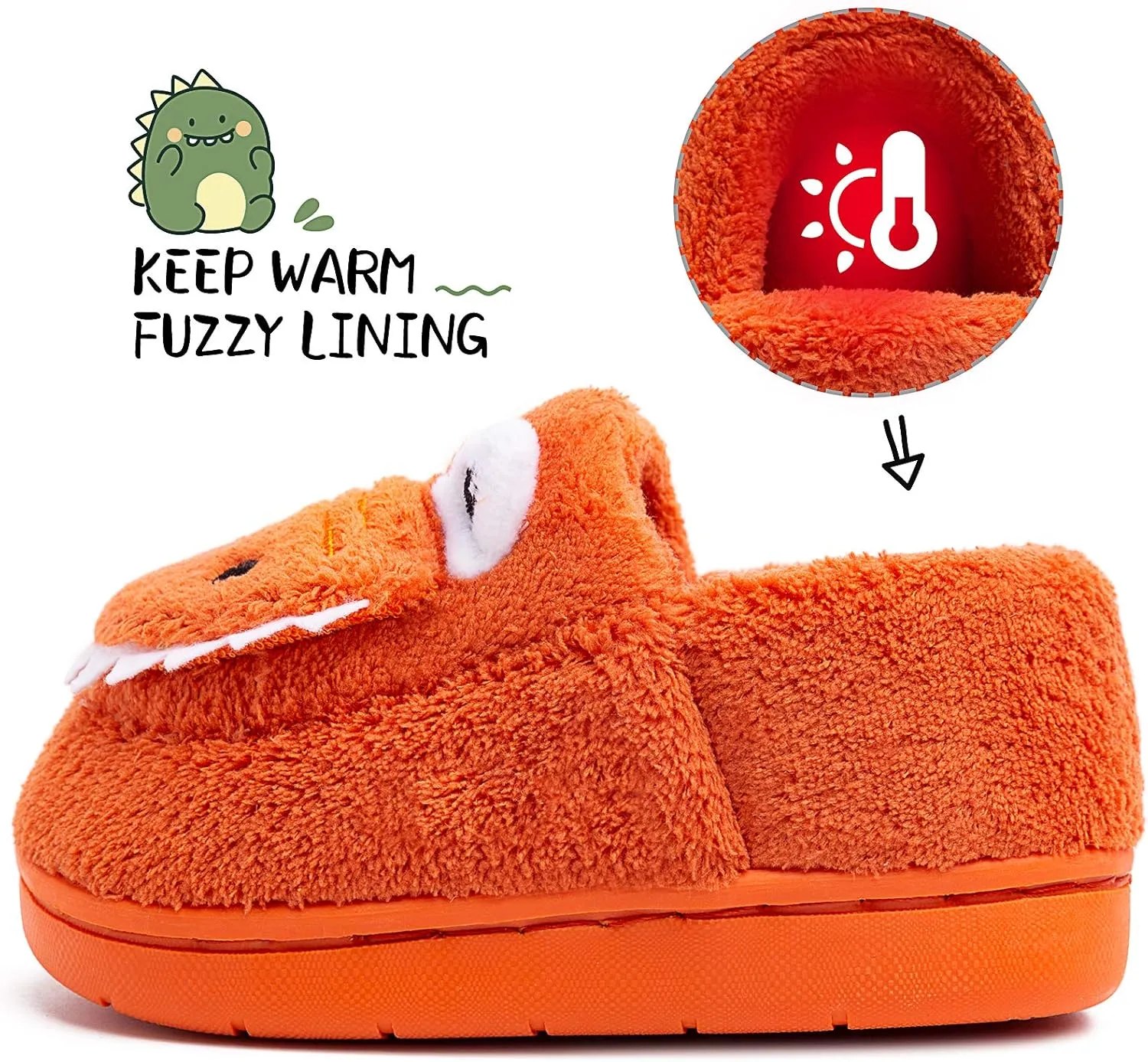 techcity Boys Girls Warm Fleece Slippers Dinosaur House Slippers Cute Animal Fluffy Plush Slip On for Kids Winter Indoor Home Shoes