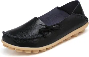 TEMOFON Women Leather Loafers Flat Shoe Casual Driving Moccasins Slip-On Slippers Indoor Shoes