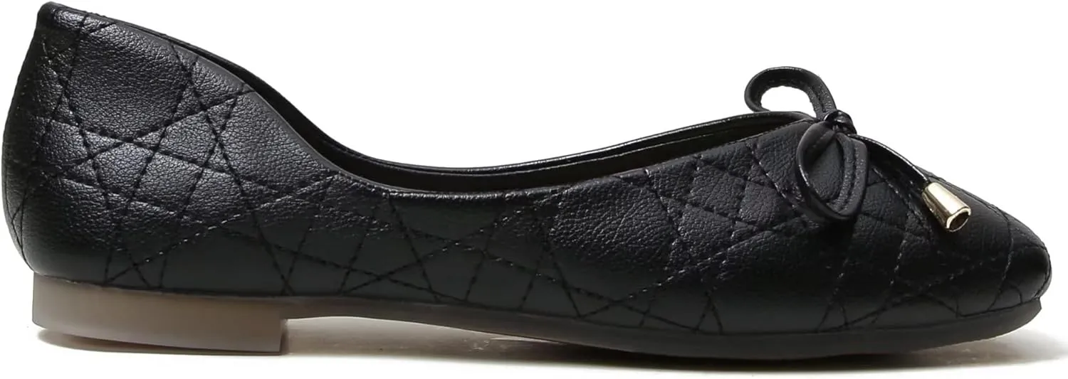 TN TANGNEST Women's Square Toe Flats Classic Bow Slip on Flat Shoes Ballet Shoes Dress Shoes