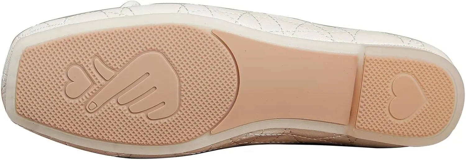 TN TANGNEST Women's Square Toe Flats Classic Bow Slip on Flat Shoes Ballet Shoes Dress Shoes