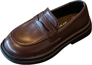 Toddler Boys Girls Loafers School Shoes Fashion Mary Jane Flat𝘀 Comfort Round Toe Leather Slip On Dress Shoes