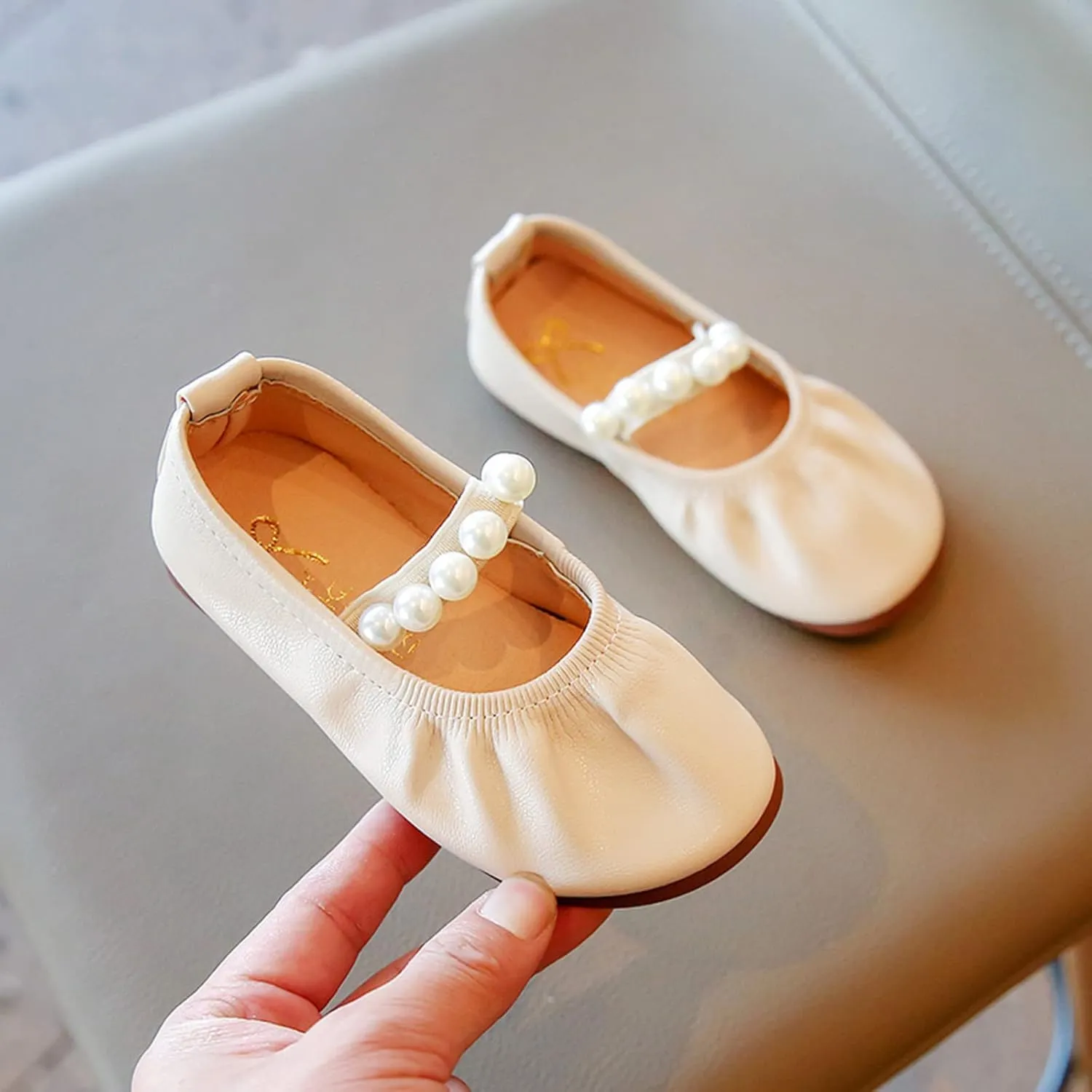 Toddler Flower Girl Dress Shoes Pearls Mary Jane Ballet Flats Party Wedding Toddler Little Girl Shoes