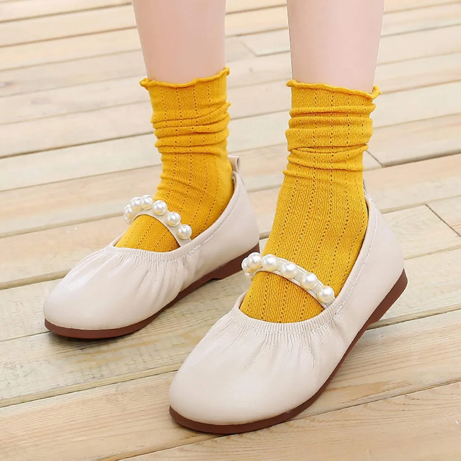 Toddler Flower Girl Dress Shoes Pearls Mary Jane Ballet Flats Party Wedding Toddler Little Girl Shoes