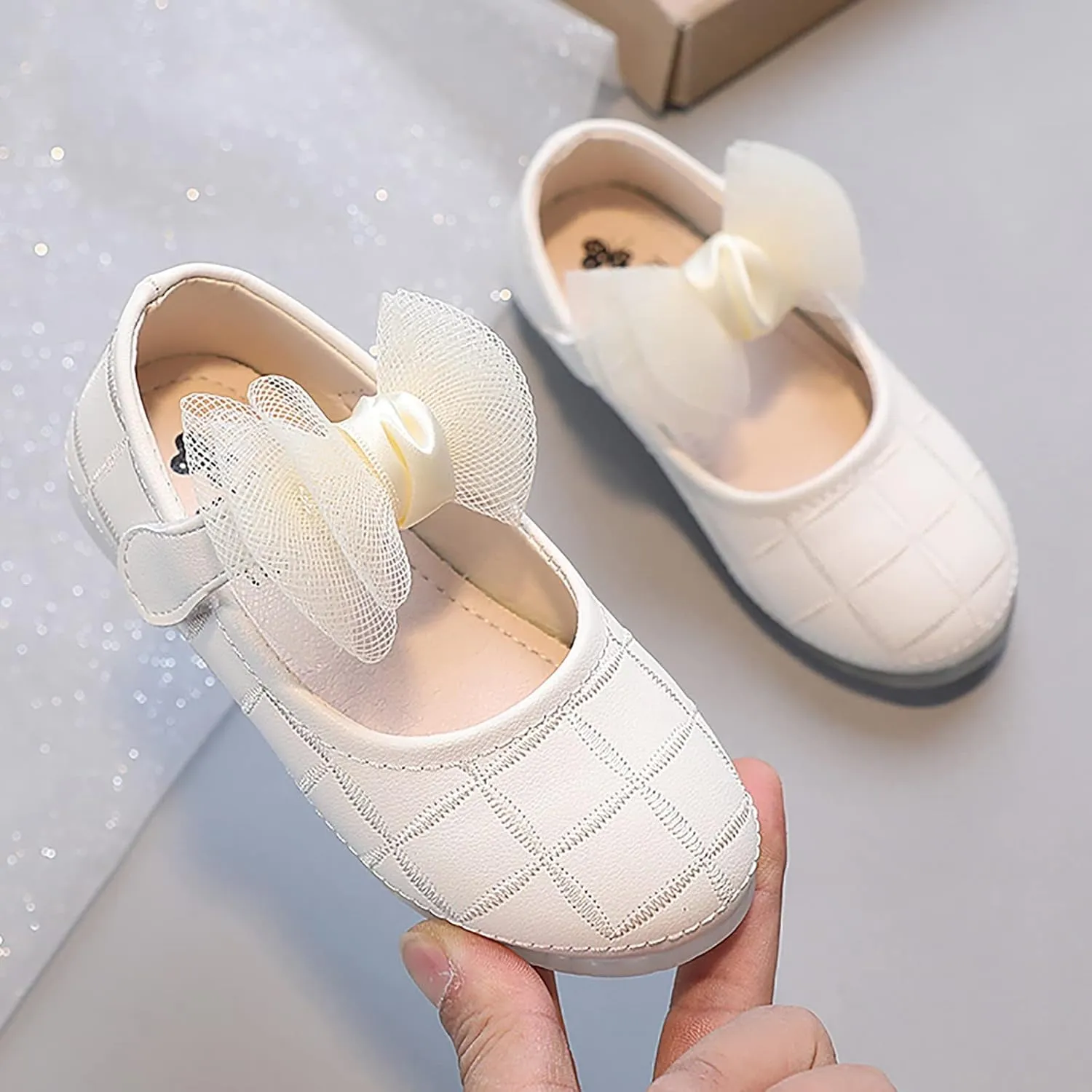 Toddler Girl's Bow Mary Jane Dress Shoes Flower Kid Shoes Ballet Flats for Party Wedding School Baby Shoes