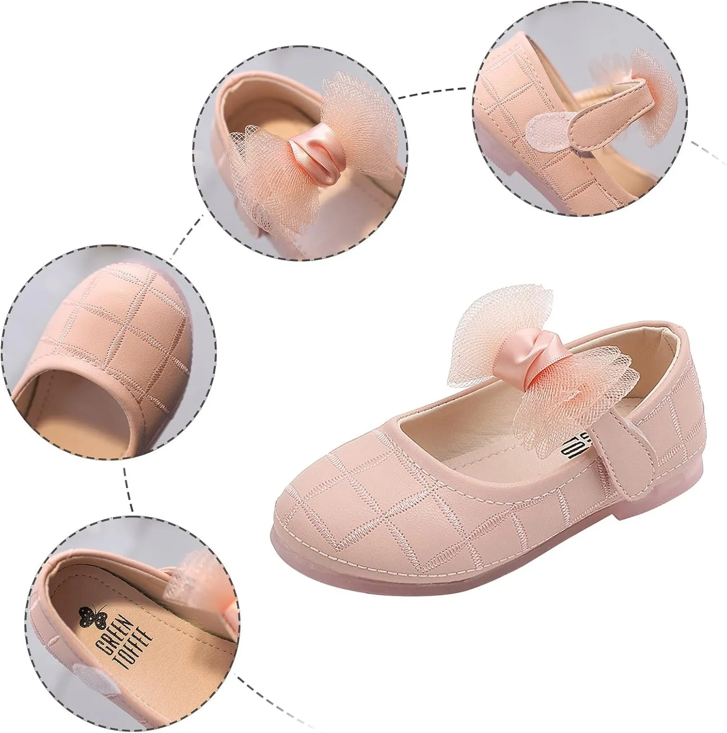 Toddler Girl's Bow Mary Jane Dress Shoes Flower Kid Shoes Ballet Flats for Party Wedding School Baby Shoes