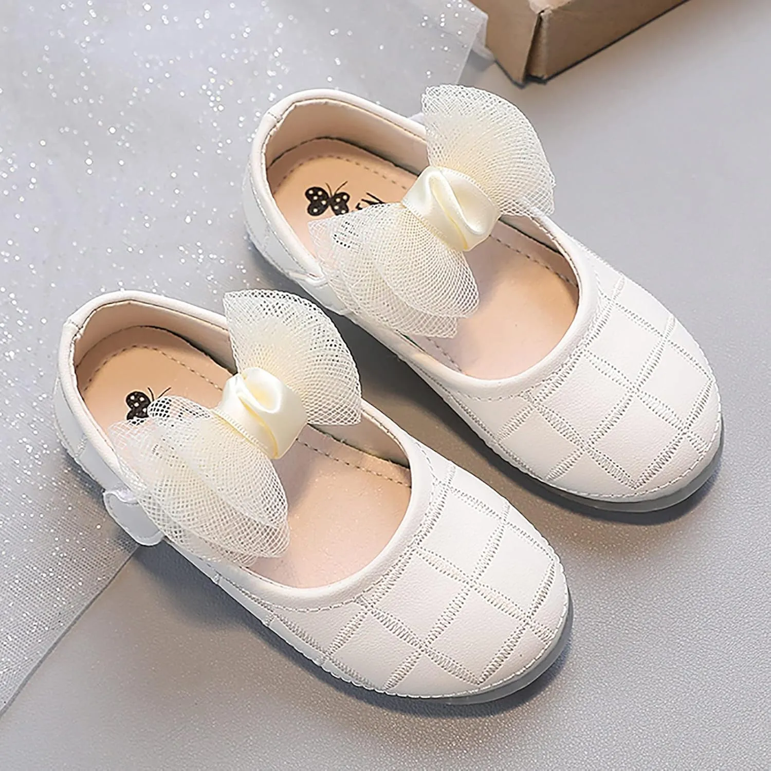 Toddler Girl's Bow Mary Jane Dress Shoes Flower Kid Shoes Ballet Flats for Party Wedding School Baby Shoes