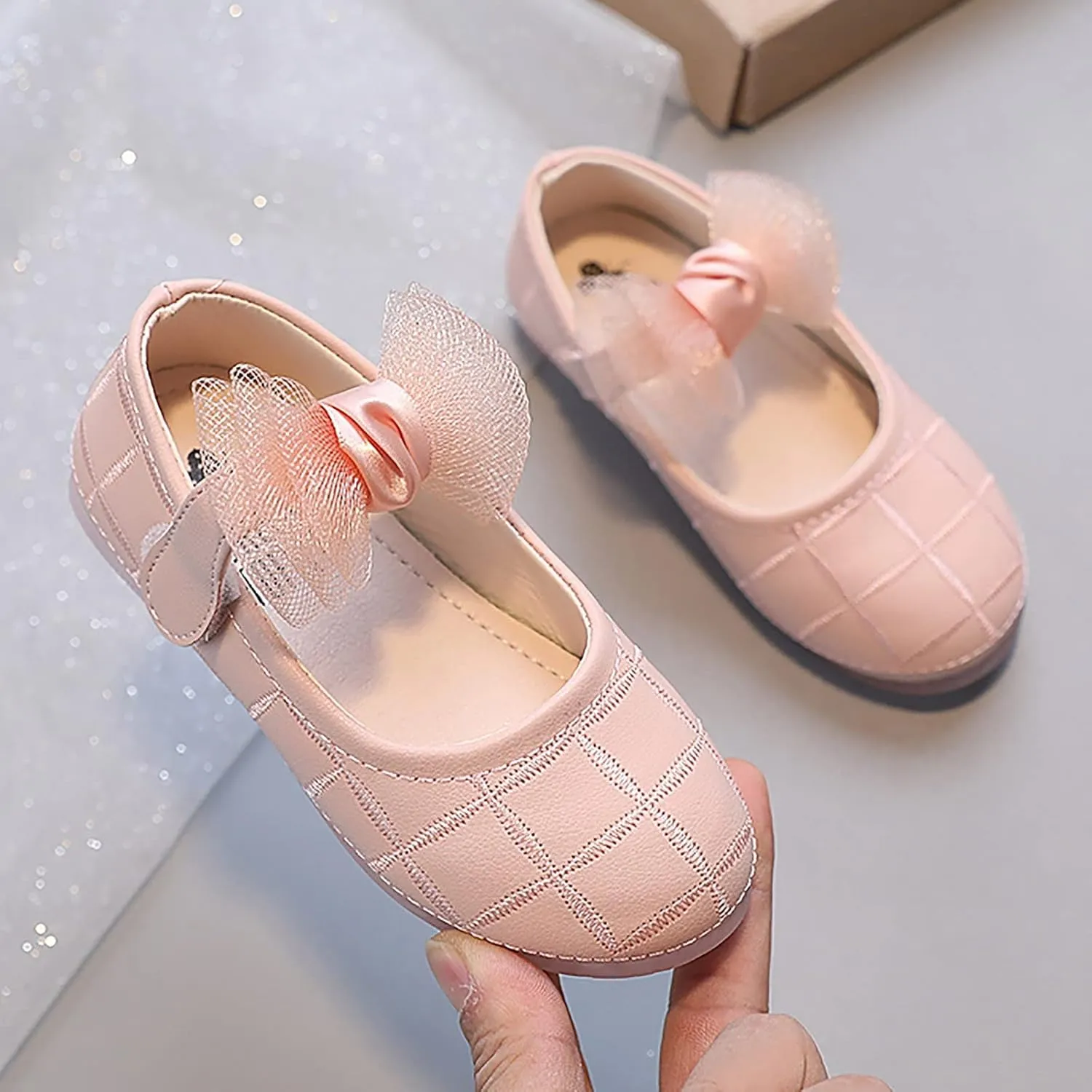 Toddler Girl's Bow Mary Jane Dress Shoes Flower Kid Shoes Ballet Flats for Party Wedding School Baby Shoes