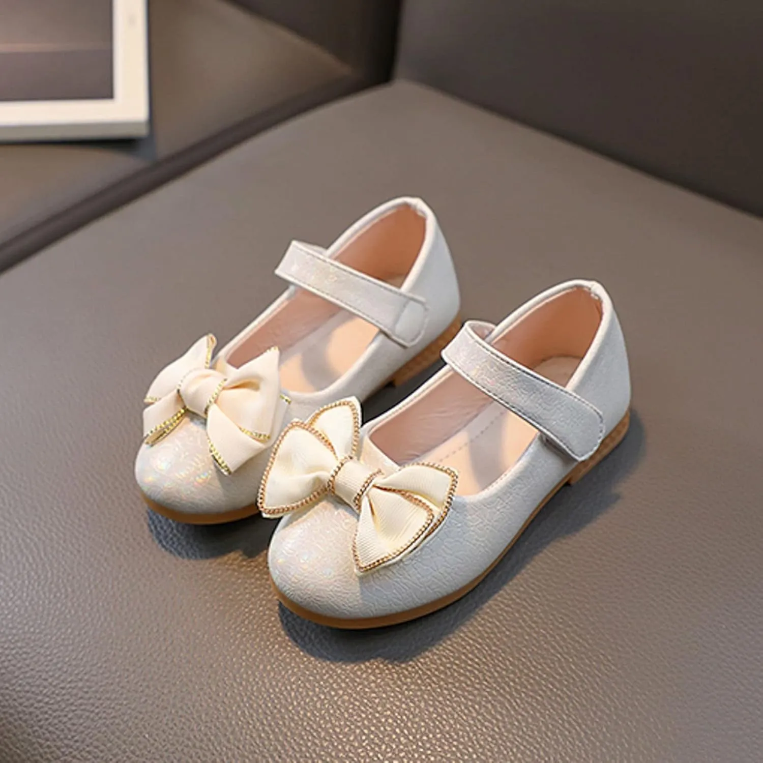 Toddler Girls Dress Shoes Flower Girl Little Kids Mary Jane Ballet Flats Bows Wedding Party School Communion Shoes